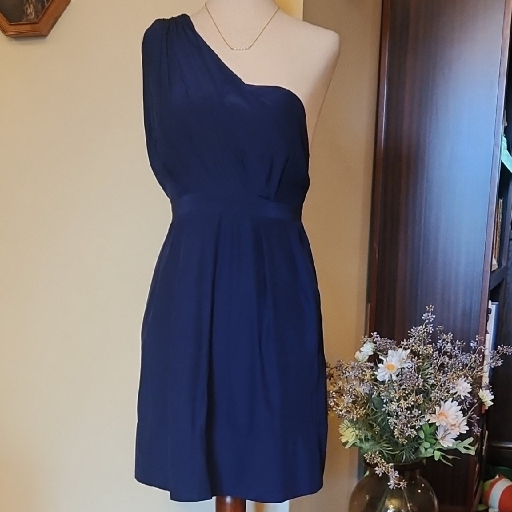 Thread Social Blue Asymmetrical Pleated Mini Dress, Size 2